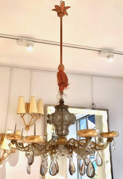  Maison Bagu s Maison Bagues rarest superb early baroque gold leaf wrought iron chandelier