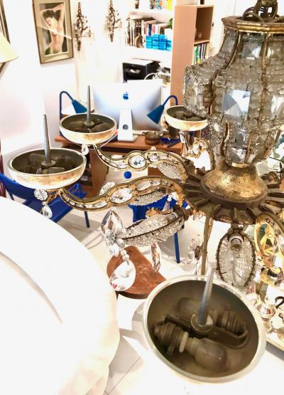  Maison Bagu s Maison Bagues rarest superb early baroque gold leaf wrought iron chandelier