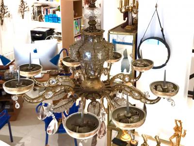  Maison Bagu s Maison Bagues rarest superb early baroque gold leaf wrought iron chandelier