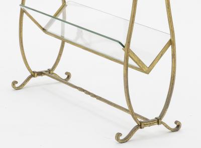  Maison Bagu s Maison bagues early gold leaf wrought iron 2 tier side table with magazine rack