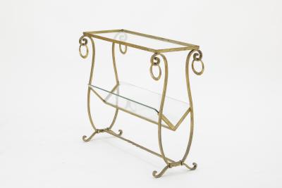  Maison Bagu s Maison bagues early gold leaf wrought iron 2 tier side table with magazine rack
