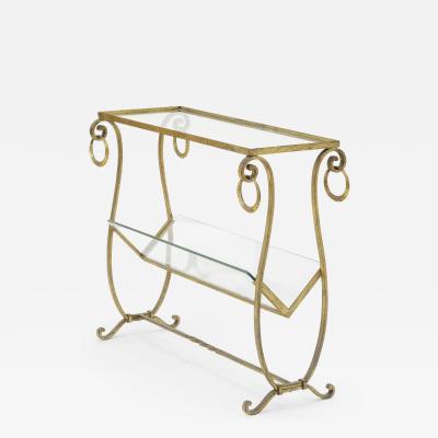  Maison Bagu s Maison bagues early gold leaf wrought iron 2 tier side table with magazine rack