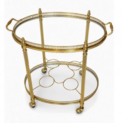  Maison Bagu s Mid century Maison Bagu s Brass Oval Bar Cart circa 1960