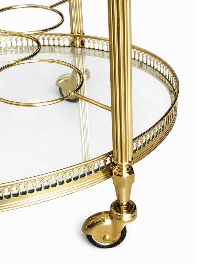  Maison Bagu s Mid century Maison Bagu s Brass Oval Bar Cart circa 1960