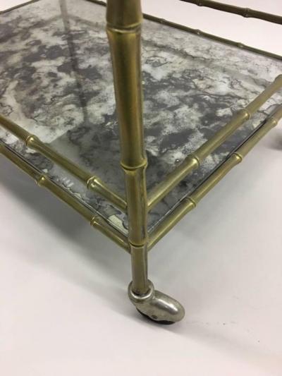  Maison Bagu s Modern Neoclassical Brass Faux Bamboo and Mirror Bar Cart by Maison Bagu s