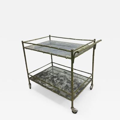  Maison Bagu s Modern Neoclassical Brass Faux Bamboo and Mirror Bar Cart by Maison Bagu s