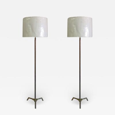  Maison Bagu s Pair French Mid Century Bronze Fluted Faux Bamboo Floor Lamps by Maison Bagu s