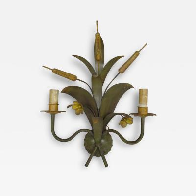  Maison Bagu s Pair French Mid Century Modern Hand Painted Toll Floral Sconces Maison Bagu s