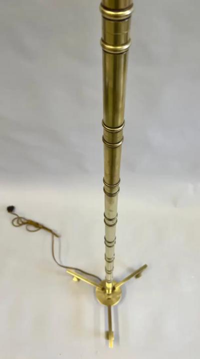  Maison Bagu s Pair French Modern Neoclassical Brass Faux Bamboo Floor Lamps by Maison Bagues