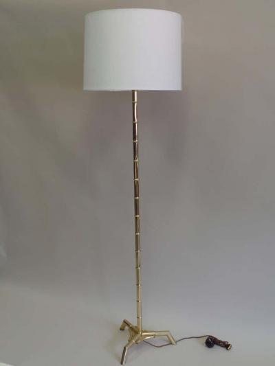  Maison Bagu s Pair Large French Mid Century Brass Faux Bamboo Floor Lamps by Maison Bagues