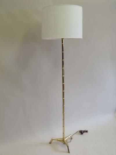  Maison Bagu s Pair Large French Mid Century Brass Faux Bamboo Floor Lamps by Maison Bagues