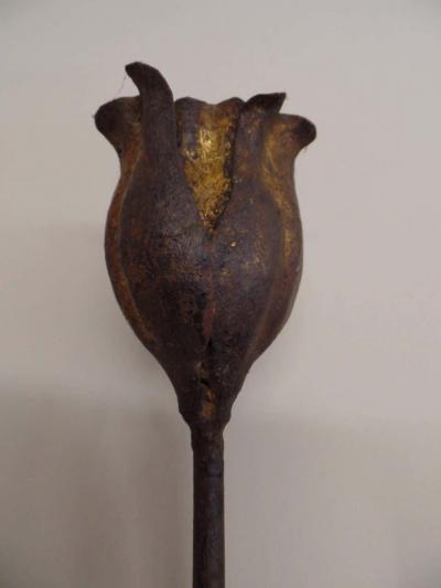  Maison Bagu s Pair Large French Mid Century Modern Gilt Iron Floral Wall Sconce Maison Bagues