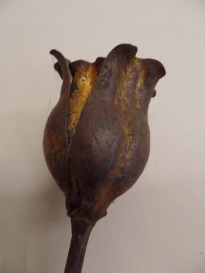  Maison Bagu s Pair Large French Mid Century Modern Gilt Iron Floral Wall Sconce Maison Bagues