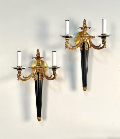  Maison Bagu s Pair Louis XVI Style French Sconces Wall Lights Ebony Bronze Maison Bagues