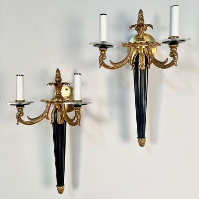  Maison Bagu s Pair Louis XVI Style French Sconces Wall Lights Ebony Bronze Maison Bagues