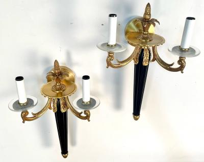  Maison Bagu s Pair Louis XVI Style French Sconces Wall Lights Ebony Bronze Maison Bagues