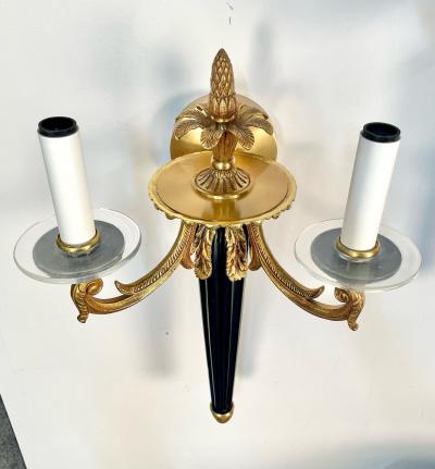  Maison Bagu s Pair Louis XVI Style French Sconces Wall Lights Ebony Bronze Maison Bagues