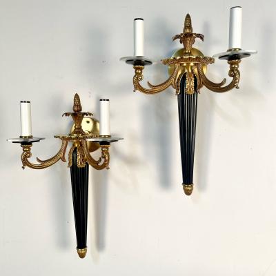  Maison Bagu s Pair Louis XVI Style French Sconces Wall Lights Ebony Bronze Maison Bagues