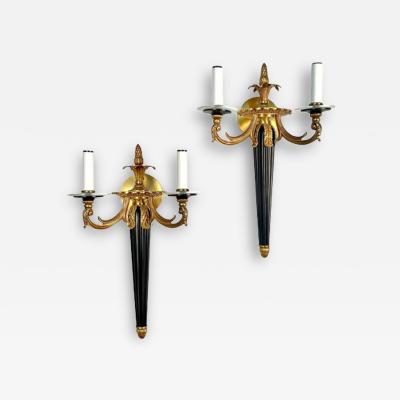  Maison Bagu s Pair Louis XVI Style French Sconces Wall Lights Ebony Bronze Maison Bagues