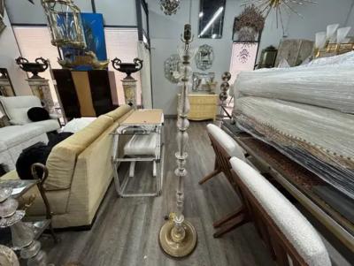  Maison Bagu s Pair Of French Glass And Brass Floor Lamps