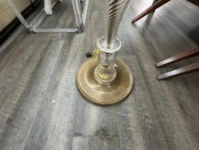  Maison Bagu s Pair Of French Glass And Brass Floor Lamps