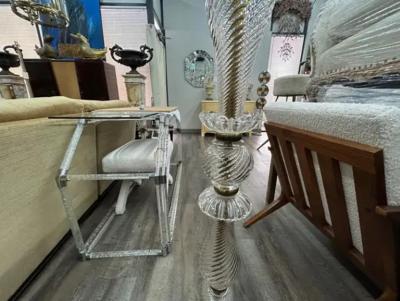  Maison Bagu s Pair Of French Glass And Brass Floor Lamps