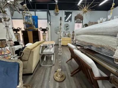  Maison Bagu s Pair Of French Glass And Brass Floor Lamps