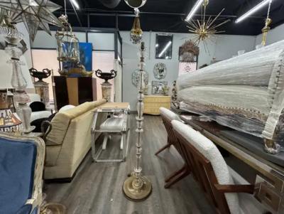  Maison Bagu s Pair Of French Glass And Brass Floor Lamps