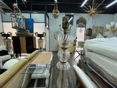  Maison Bagu s Pair Of French Glass And Brass Floor Lamps