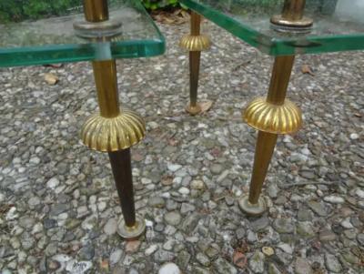  Maison Bagu s Pair of French Maison Bagues Attributed Brass and Glass Tables