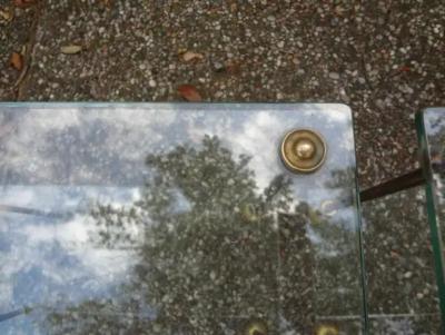  Maison Bagu s Pair of French Maison Bagues Attributed Brass and Glass Tables