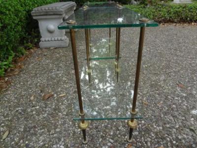  Maison Bagu s Pair of French Maison Bagues Attributed Brass and Glass Tables