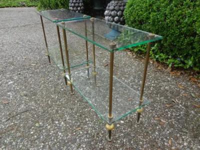  Maison Bagu s Pair of French Maison Bagues Attributed Brass and Glass Tables