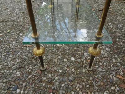  Maison Bagu s Pair of French Maison Bagues Attributed Brass and Glass Tables