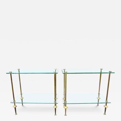  Maison Bagu s Pair of French Maison Bagues Attributed Brass and Glass Tables