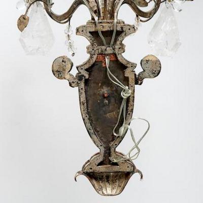  Maison Bagu s Pair of French Maison Bagues Crystal Rock and Silver Leaf Sconces 