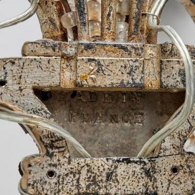  Maison Bagu s Pair of French Maison Bagues Crystal Rock and Silver Leaf Sconces 