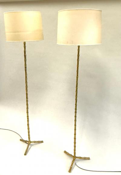  Maison Bagu s Pair of French Mid Century Brass Faux Bamboo Floor Lamps by Maison Bagues