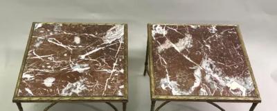Maison Bagu s Pair of French Mid Century Gilt Bronze Faux Bamboo Side Tables by Maison Bagues