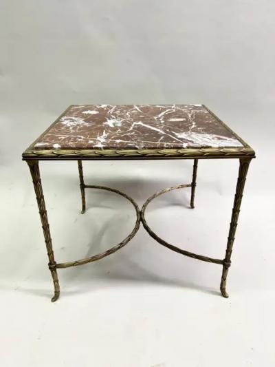 Maison Bagu s Pair of French Mid Century Gilt Bronze Faux Bamboo Side Tables by Maison Bagues
