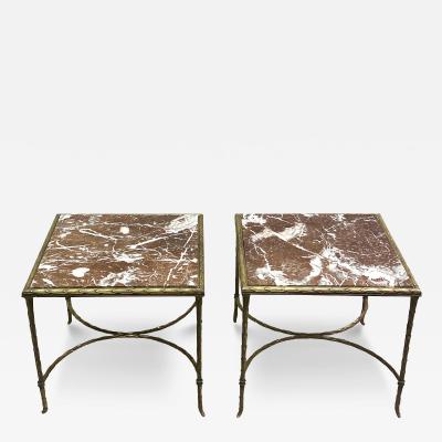  Maison Bagu s Pair of French Mid Century Gilt Bronze Faux Bamboo Side Tables by Maison Bagues