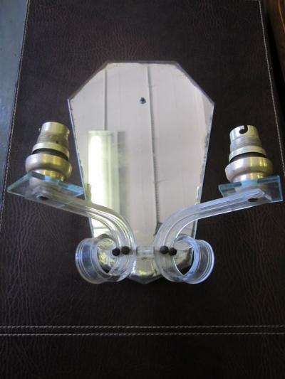  Maison Bagu s Pair of French Mid Century Modern Mirrored Sconces Attributed to Maison Bagues