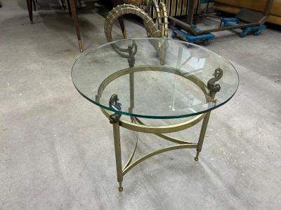  Maison Bagu s Pair of Italian Brass and Glass Tables