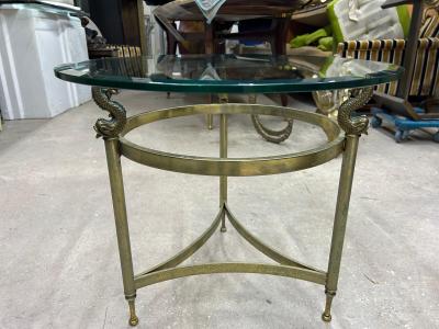  Maison Bagu s Pair of Italian Brass and Glass Tables