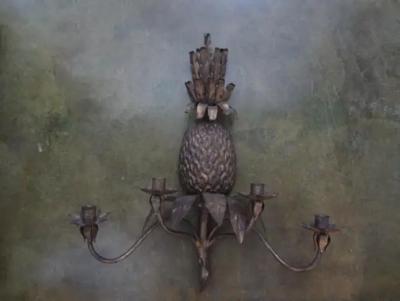  Maison Bagu s Pair of Italian Gilt Metal Pineapple Sconces