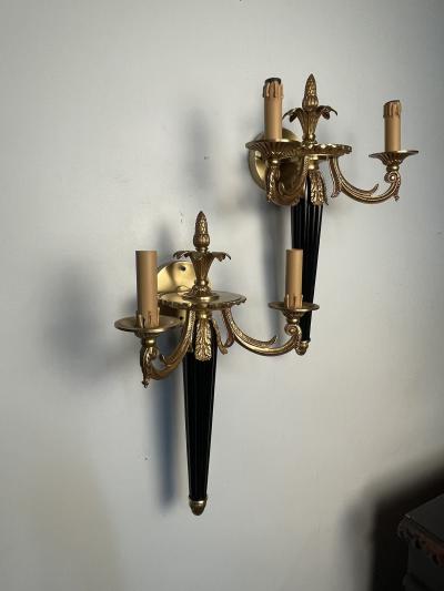  Maison Bagu s Pair of Louis XVI French Style Wall Sconces Maison Bagues Hollywood Regency