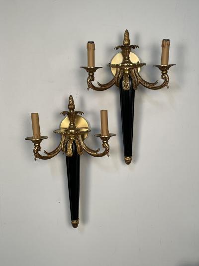  Maison Bagu s Pair of Louis XVI French Style Wall Sconces Maison Bagues Hollywood Regency