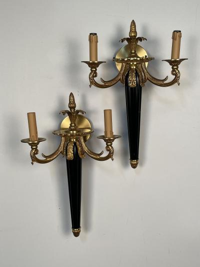  Maison Bagu s Pair of Louis XVI French Style Wall Sconces Maison Bagues Hollywood Regency