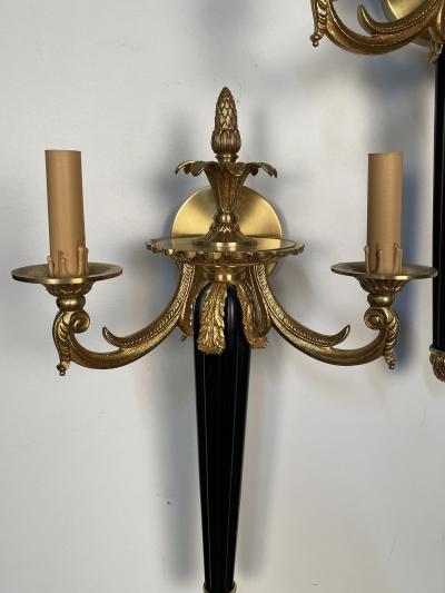  Maison Bagu s Pair of Louis XVI French Style Wall Sconces Maison Bagues Hollywood Regency