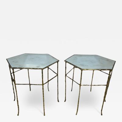  Maison Bagu s Pair of Side table hexagonale Bronze By Maison Bagu s